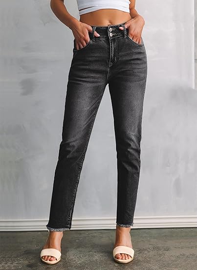 Womens Black Curvy High Rise Jeans